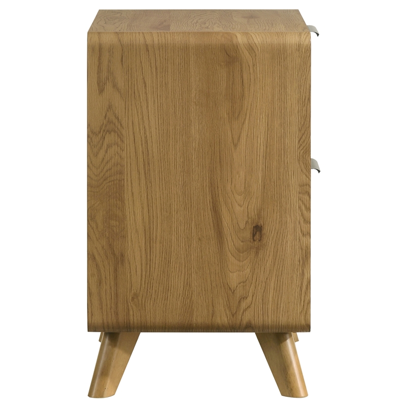 Coaster Bennett 2-Drawer Mid-Century Wood Nightstand Bedside Table in Light Oak