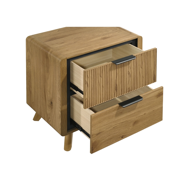 Coaster Bennett 2-Drawer Mid-Century Wood Nightstand Bedside Table in Light Oak