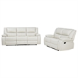 Coaster Camila 2-Piece Faux Leather Upholstered Reclining Sofa Set in White