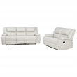 Coaster Camila 2-Piece Faux Leather Upholstered Reclining Sofa Set in White