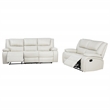 Coaster Camila 2-Piece Faux Leather Upholstered Reclining Sofa Set in White