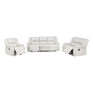 Coaster Camila 3-Piece Faux Leather Upholstered Reclining Sofa Set in White