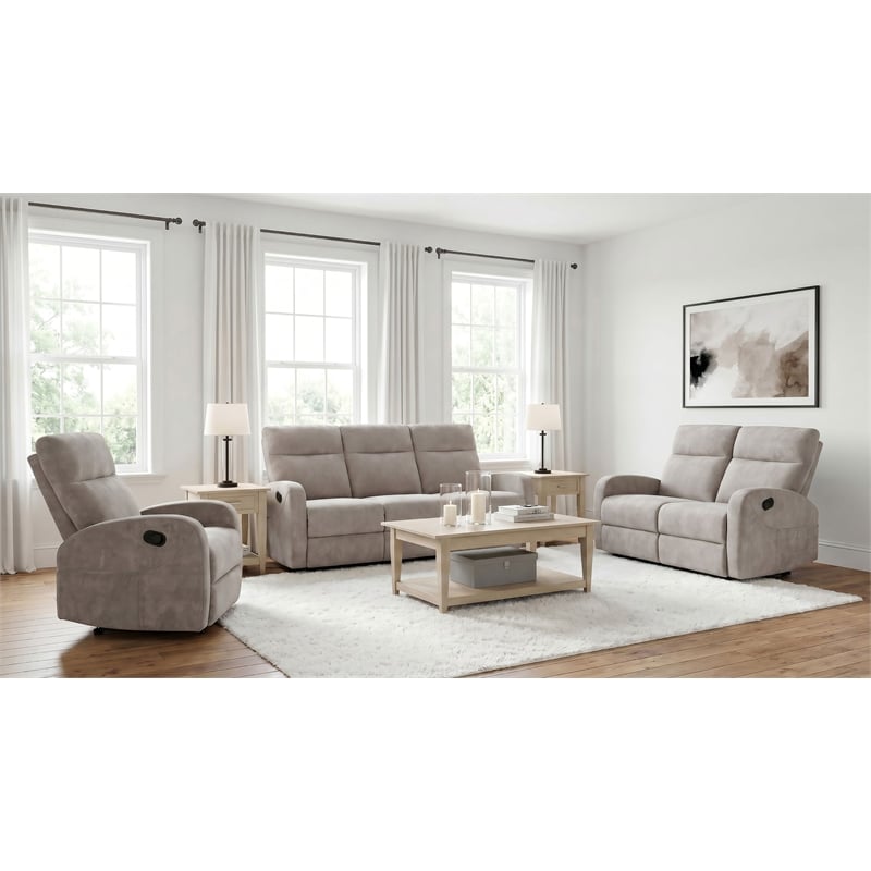 Coaster Hamilton 3-Piece Chenille Manual Reclining Sofa Set in Sand