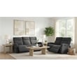 Coaster Hamilton 2-Piece Chenille Manual Reclining Sofa Set in Charcoal Gray