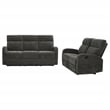Coaster Hamilton 2-Piece Chenille Manual Reclining Sofa Set in Charcoal Gray