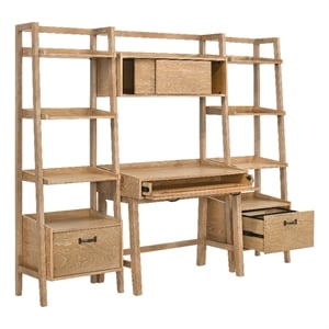 Coaster Fabian 4-Piece Wood Desk and Bookshelf Set in Distressed Light Brown