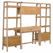 Coaster Fabian 4-Piece Wood Desk and Bookshelf Set in Distressed Light Brown