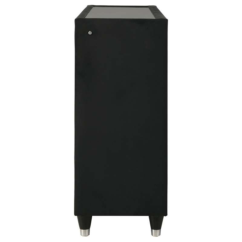 Coaster Ravenne 8-Drawer Velvet Upholstered LED Dresser Cabinet in Black