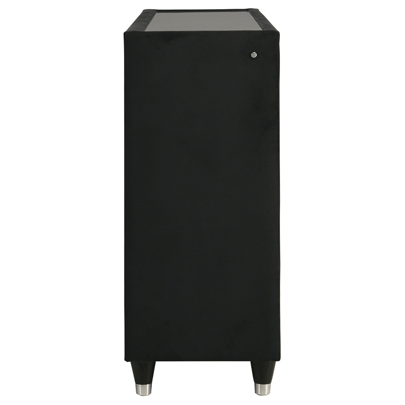 Coaster Ravenne 8-Drawer Velvet Upholstered LED Dresser Cabinet in Black