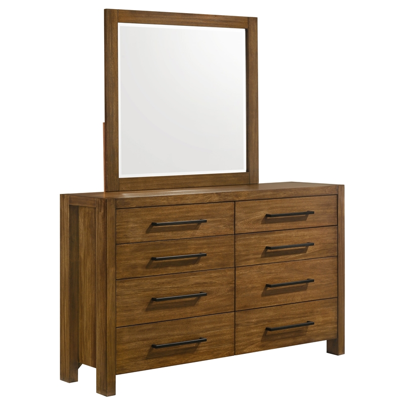 Coaster Adderley 8-Drawer Transitional Wood Dresser and Mirror in Warm Brown