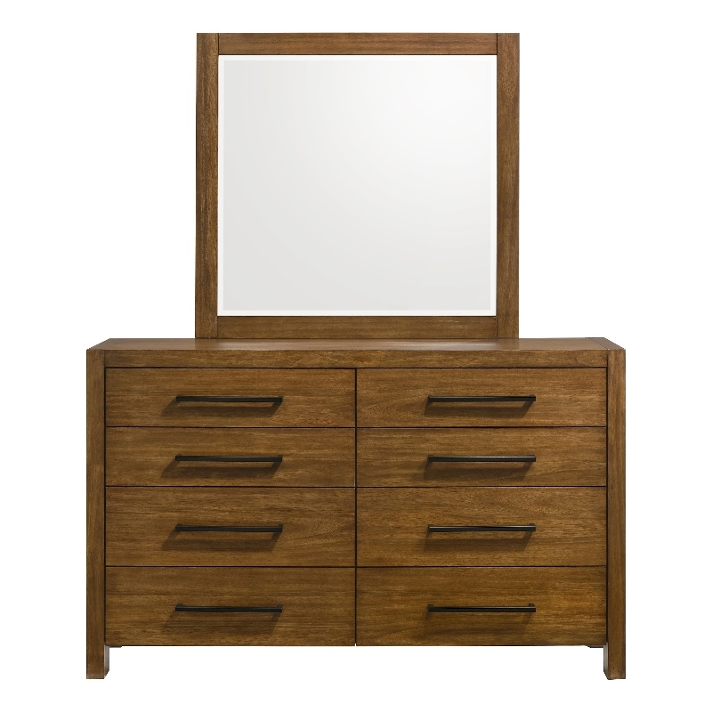 Coaster Adderley 8-Drawer Transitional Wood Dresser and Mirror in Warm Brown