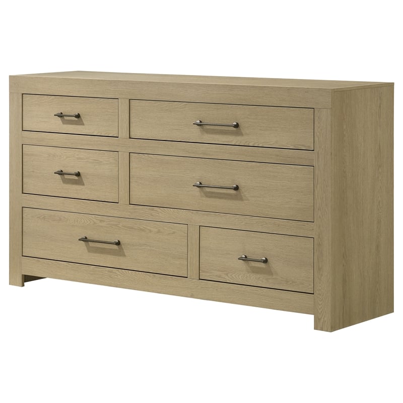 Coaster Hendricks 6-Drawer Transitional Wood Dresser Cabinet in Light Oak
