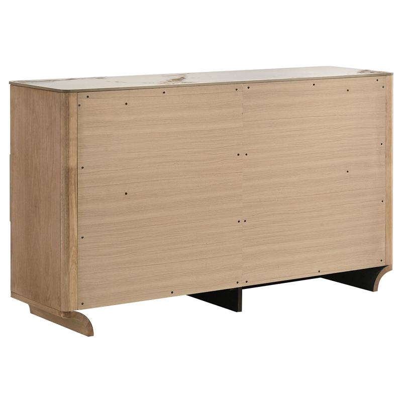 Coaster Leanne 6-Drawer Sinter Stone Top Wood Dresser Cabinet in Light Oak