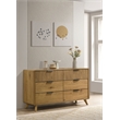 Coaster Bennett 6-Drawer Mid-Century Wood Dresser Cabinet in Light Oak