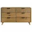 Coaster Bennett 6-Drawer Mid-Century Wood Dresser Cabinet in Light Oak