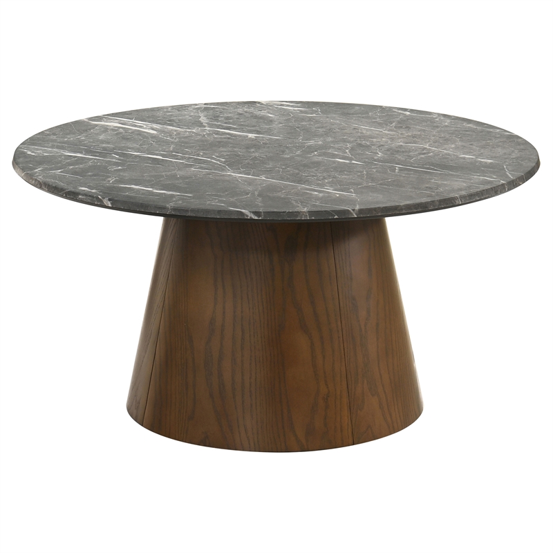 Coaster Franklin 3-Piece Round Wood Coffee Table Set in Gray/Dark Brown