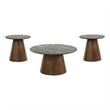 Coaster Franklin 3-Piece Round Wood Coffee Table Set in Gray/Dark Brown