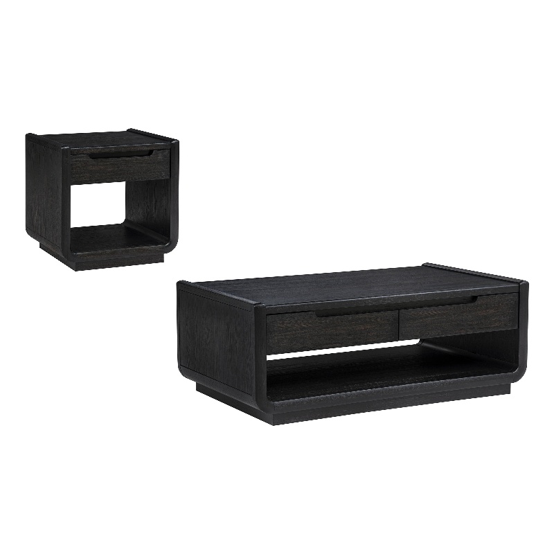 Coaster Leandro 2-Piece Wood Coffee and End Table Set in Burnished Black