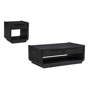 Coaster Leandro 2-Piece Wood Coffee and End Table Set in Burnished Black