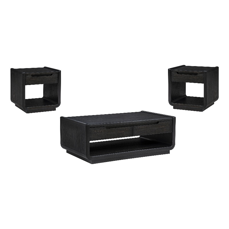Coaster Leandro 3-Piece Wood Coffee and End Table Set in Burnished Black