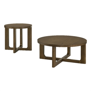 Coaster Kessler 2-Piece Round Sculptural Wood Coffee Table Set in Brown