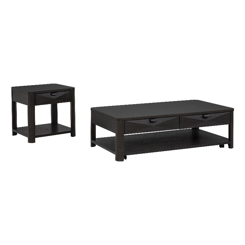 Coaster Marcelo 2-Piece Transitional Wood Coffee Table Set in Coffee