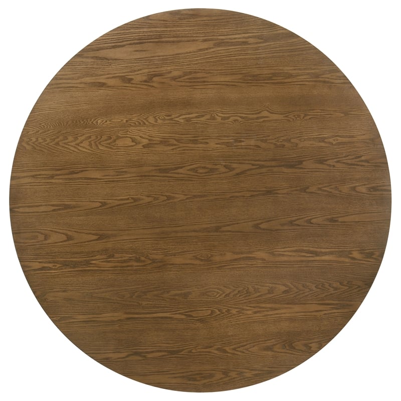Coaster Franklin Round Pedestal Base Mid-Century Wood Dining Table in Dark Brown
