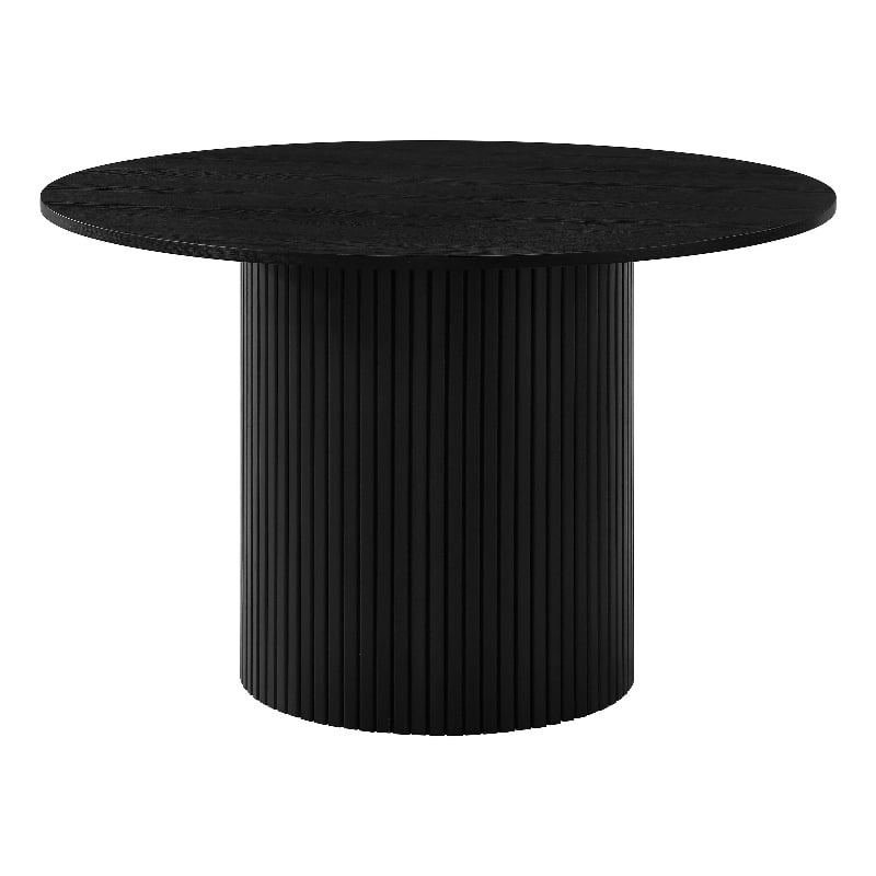 Coaster Hamlyn Round Fluted Transitional Wood Dining Table in Black