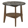 Coaster Bradley Round SmartTop Wood End Side Table in Smokey Gray/Dark Brown