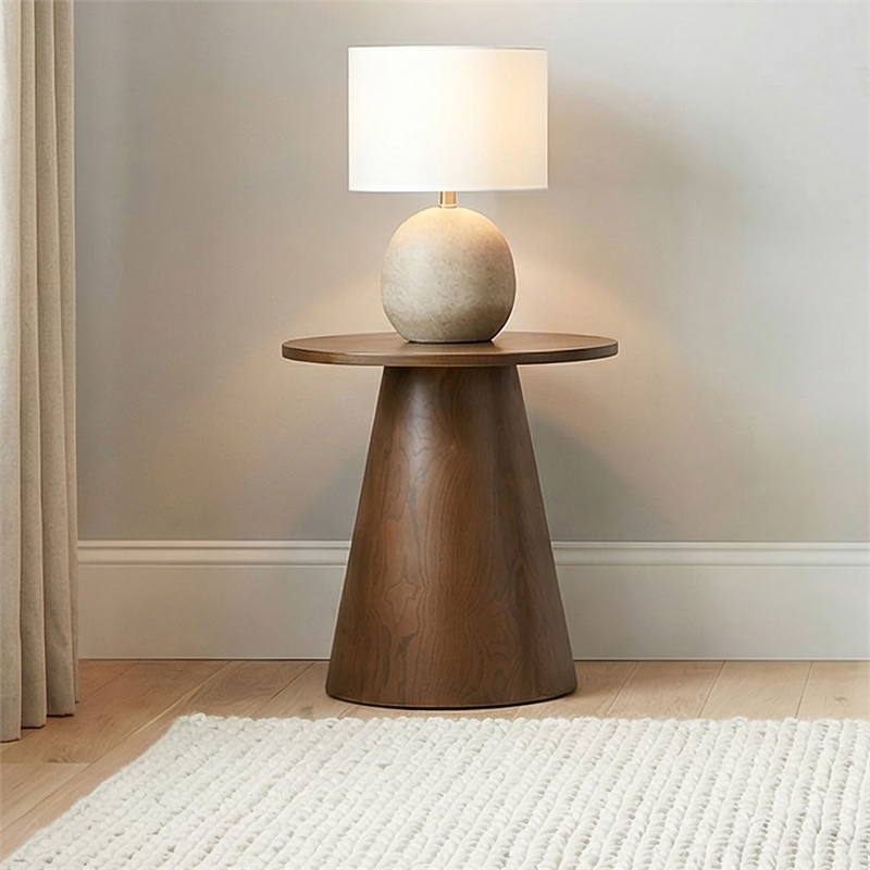 Coaster Franklin Round Pedestal Wood Side End Table in Dark Brown
