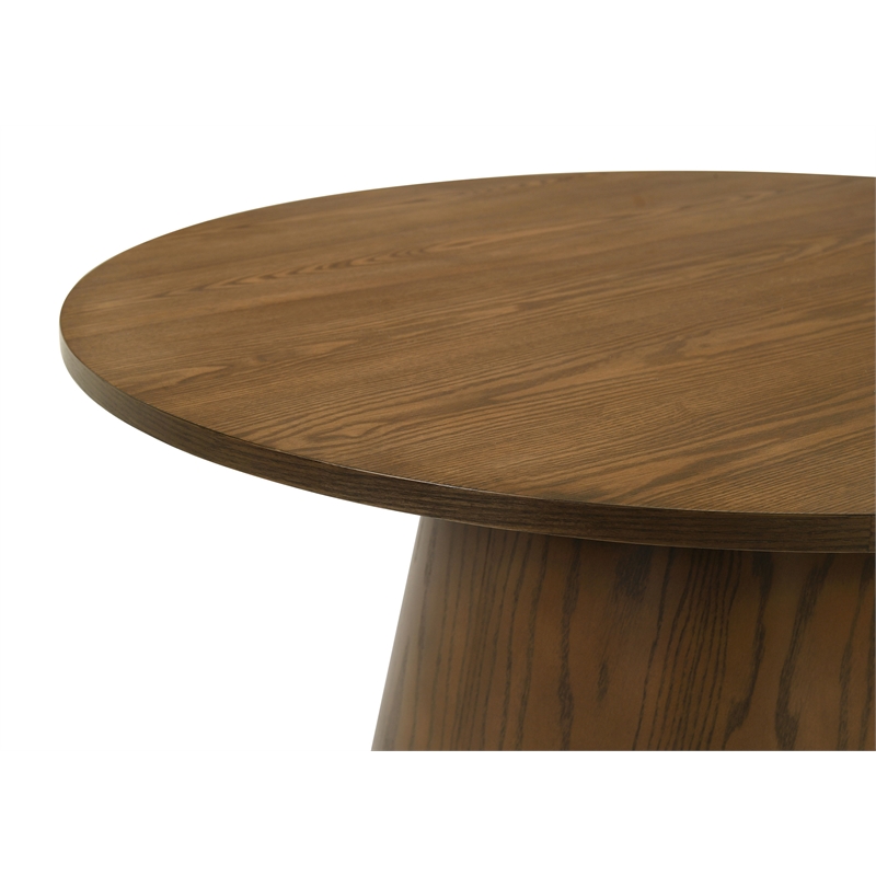 Coaster Franklin Round Pedestal Wood Side End Table in Dark Brown