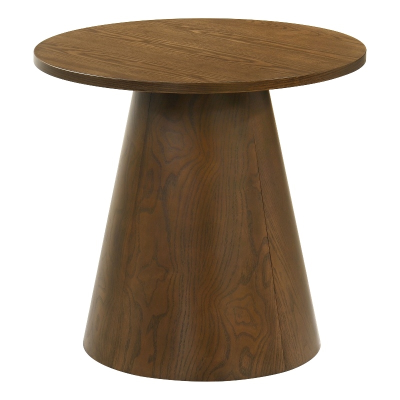 Coaster Franklin Round Pedestal Wood Side End Table in Dark Brown