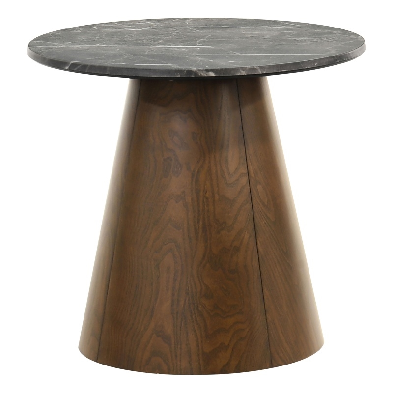 Coaster Franklin Round Pedestal Wood Side End Table in Gray/Dark Brown