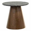 Coaster Franklin Round Pedestal Wood Side End Table in Gray/Dark Brown