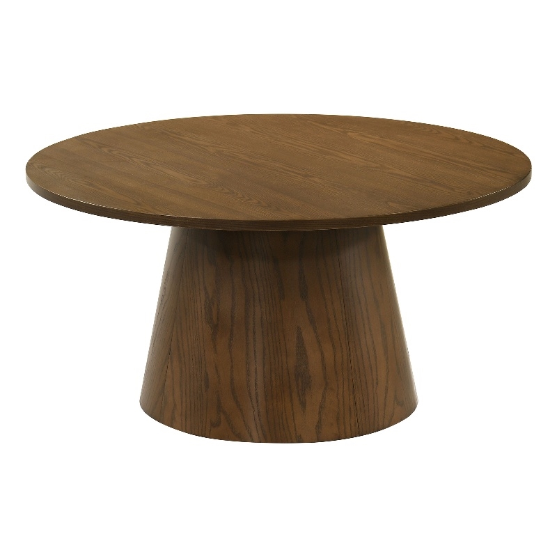 Coaster Franklin Round Pedestal Wood Coffee Table in Dark Brown