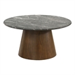 Coaster Franklin Round Pedestal Wood Coffee Table in Gray/Dark Brown