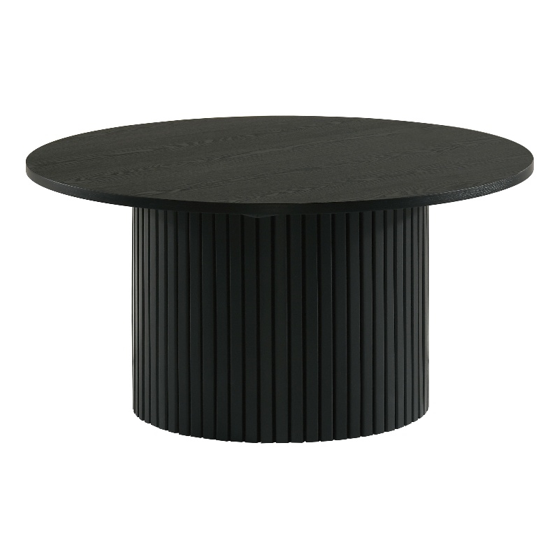 Coaster Hamlyn Round Fluted Wood Occasional Cocktail Coffee Table in Black