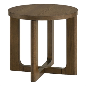 Coaster Kessler Round Sculptural Transitional Wood End Table in Brown