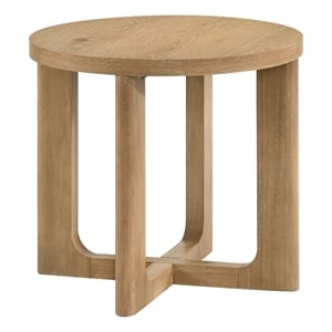 Coaster Kessler Round Sculptural Rustic Wood End Table in Light Oak