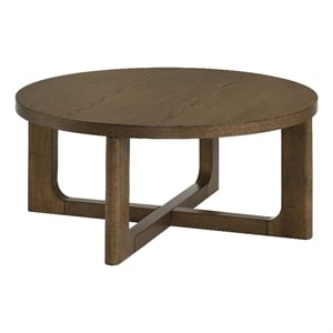 Coaster Kessler Round Sculptural Transitional Wood Coffee Table in Brown