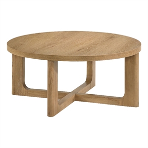 Coaster Kessler Round Sculptural Rustic Wood Coffee Table in Light Oak