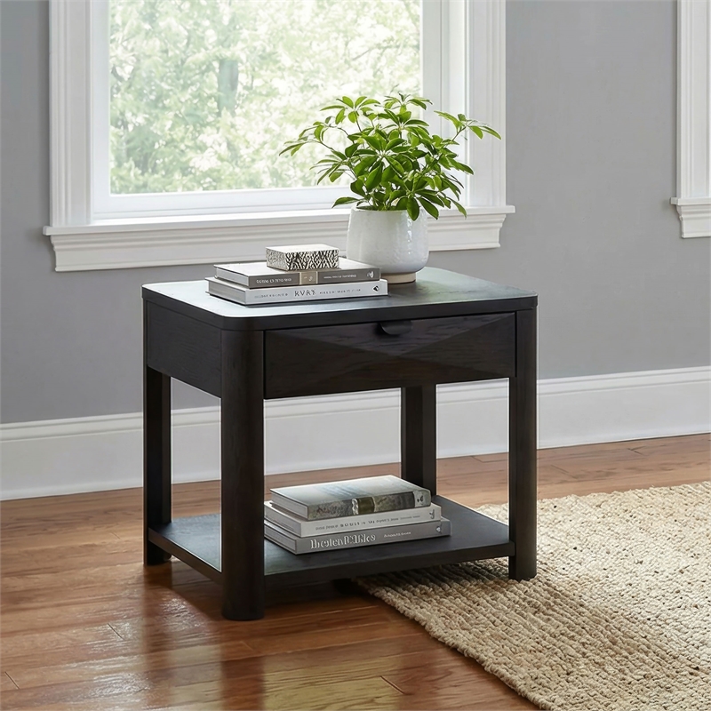 Coaster Marcelo Square Transitional Wood End Table in Coffee