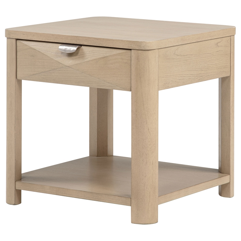 Coaster Marcelo Square Transitional Wood End Table in Light Elm