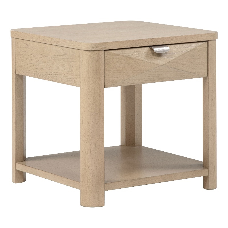 Coaster Marcelo Square Transitional Wood End Table in Light Elm