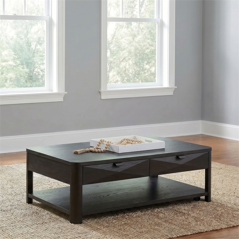 Coaster Marcelo Rectangular Transitional Wood Coffee Table in Coffee