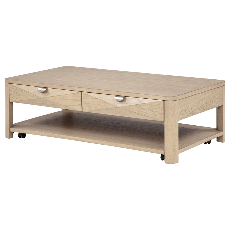 Coaster Marcelo Rectangular Transitional Wood Coffee Table in Light Elm
