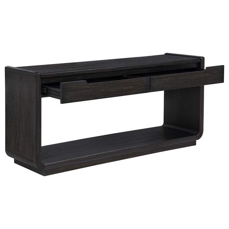 Coaster Leandro Rectangular Wood Sofa Console Table in Burnished Black