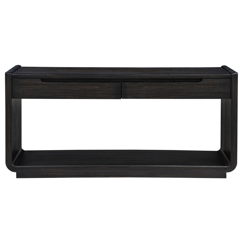 Coaster Leandro Rectangular Wood Sofa Console Table in Burnished Black