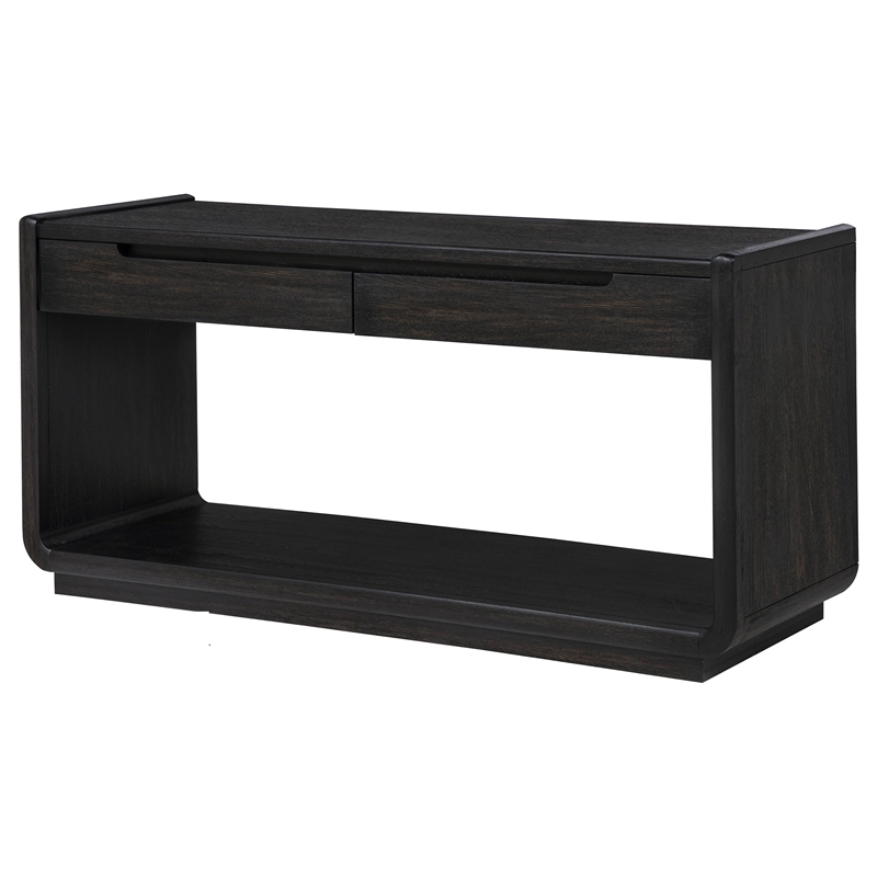 Coaster Leandro Rectangular Wood Sofa Console Table in Burnished Black