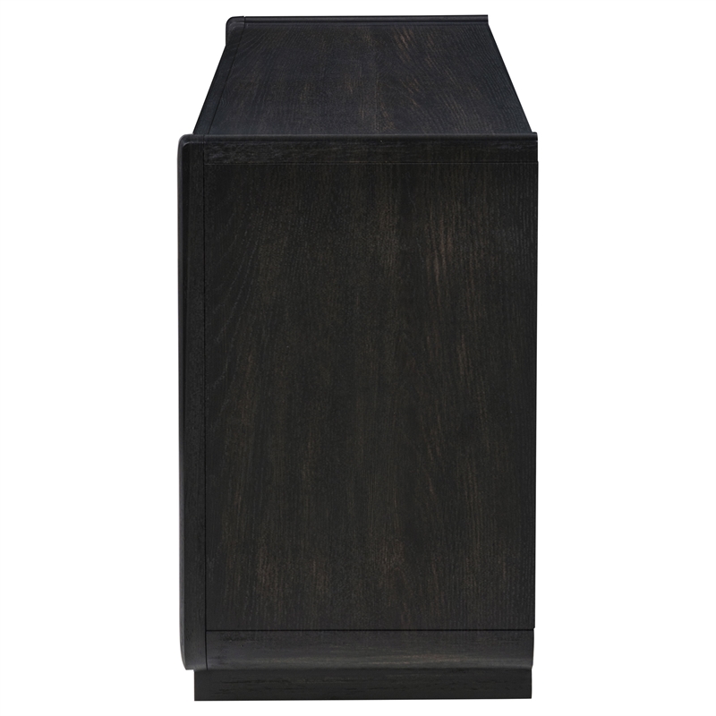 Coaster Leandro Rectangular Wood Sofa Console Table in Burnished Black